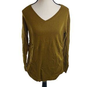 Isabel Maternity Sweater Olive Green Pullover Ruched V Neck Womens Size XS
